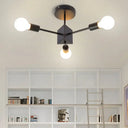 Metallic Black Linear Ceiling Lamp For Study Room And Bedroom 3 /