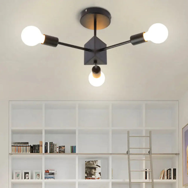 Metallic Black Linear Ceiling Lamp For Study Room And Bedroom 3 /