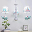 Metallic Blue Elephant Pendant Lamp With Coolie Shade Chandelier For Nursing Room 3 /