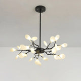 Metallic Branch Chandelier Light Simplicity Led Pendant Fixture For Living Room 30 / Black A