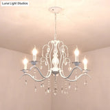 Metallic Candelabra Chandelier With Crystal Decoration - Traditional Hanging Pendant Light