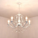 Metallic Candelabra Chandelier With Crystal Decoration - Traditional Hanging Pendant Light 6 / White