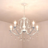 Metallic Candelabra Chandelier With Crystal Decoration - Traditional Hanging Pendant Light 6 / White