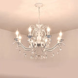 Metallic Candelabra Chandelier With Crystal Decoration - Traditional Hanging Pendant Light 8 / White