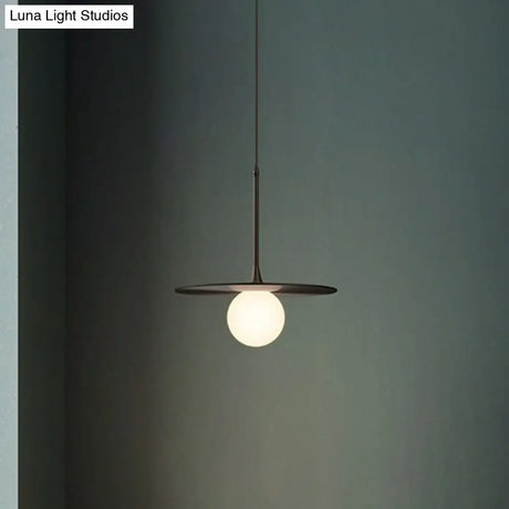Metallic Ceiling Light with White Glass Shade - Simple Single-Bulb Pendant Lamp
