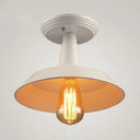 Metallic Ceiling Mounted Industrial Light With White Barn Shade - Semi Mount 10’/14’ Width / 10’