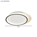 Metallic Circle Flush Mount Led Ceiling Light In Black - White For Bedroom