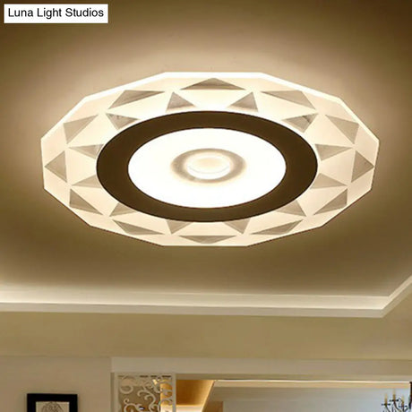 Metallic Circular Led Flush Mount Ceiling Light Fixture In Clear For Modern Living Room / 8 Warm