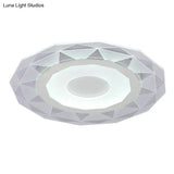Metallic Circular Led Flush Mount Ceiling Light Fixture In Clear For Modern Living Room