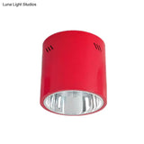 Metallic Cylinder Ceiling Mount Shop Light With Commercial Grade Cloth Shade