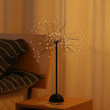Metallic Dandelion Table Lamp: Black Led Nightstand Lighting For Bedroom / Battery