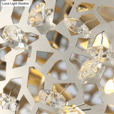 Metallic Drum Flush Lamp With Crystal Accents - 4 - Light Contemporary Ceiling Mount