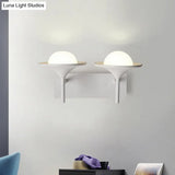Metallic Flared Wall Sconce Lamp: Modern 2-Light Led Lighting In White For Bedside