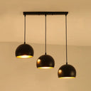 Metallic Globe Pendant Light - Industrial Style 3-Head Ceiling Fixture For Living Room In Black /