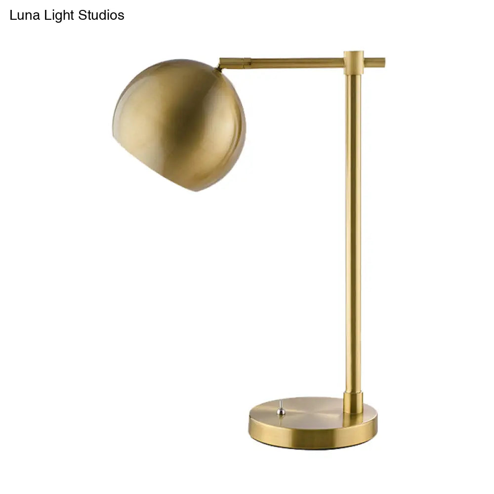 Metallic Gold Led Ball Night Lamp For Bedroom With Plug-In Cord - Industrial Desk Lighting