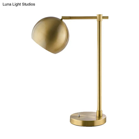 Metallic Gold Led Ball Night Lamp For Bedroom With Plug-In Cord - Industrial Desk Lighting