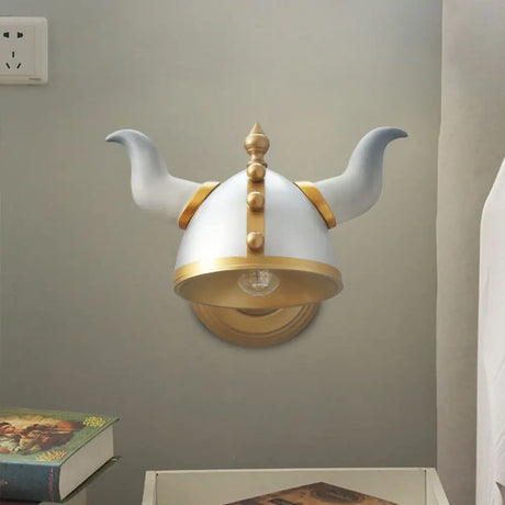 Metallic Horn Hat Wall Light Sconce - Gold And Silver Cartoon Style