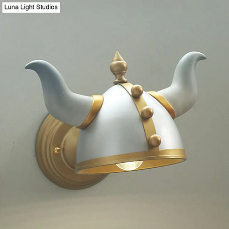 Metallic Horn Hat Wall Light Sconce - Gold And Silver Cartoon Style