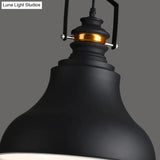 Metallic Industrial Style Barn Shade Pendant Ceiling Light With Handle In Black