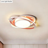 Metallic Kids Led Flush Mount Ceiling Light With Ellipse Shape Decorative Star - Bedroom Lighting