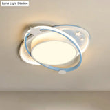 Metallic Kids Led Flush Mount Ceiling Light With Ellipse Shape Decorative Star - Bedroom Lighting