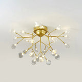 Metallic Led Bedroom Chandelier - Minimalist Flush Mount Light Fixture 27 / Gold B