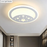 Metallic Led Bedroom Flush Mount Lamp With Moon Star And Heart Designs For Kids’ Rooms
