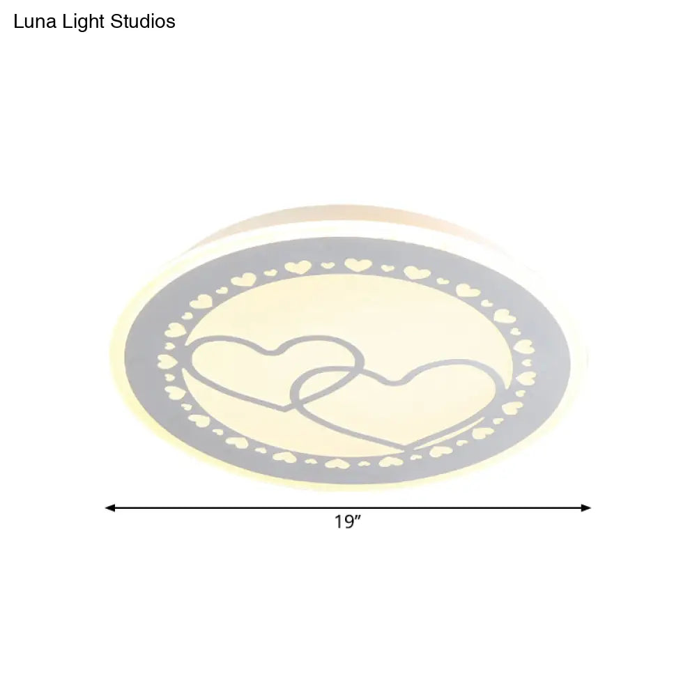 Metallic Led Bedroom Flush Mount Lamp With Moon Star And Heart Designs For Kids’ Rooms