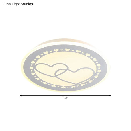 Metallic Led Bedroom Flush Mount Lamp With Moon Star And Heart Designs For Kids’ Rooms