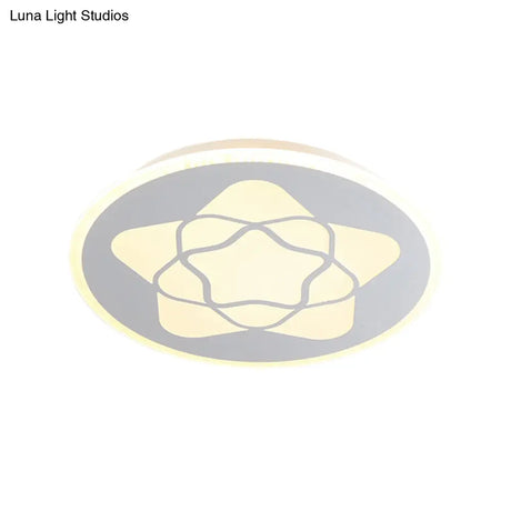 Metallic Led Bedroom Flush Mount Lamp With Moon Star And Heart Designs For Kids’ Rooms