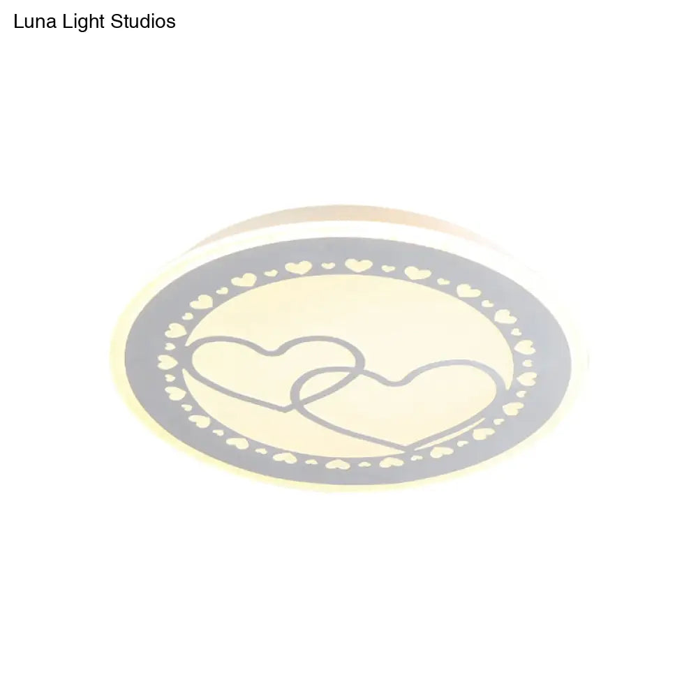 Metallic Led Bedroom Flush Mount Lamp With Moon Star And Heart Designs For Kids’ Rooms