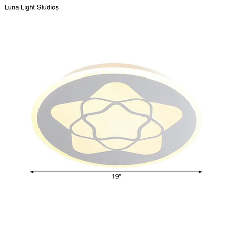 Metallic Led Bedroom Flush Mount Lamp With Moon Star And Heart Designs For Kids’ Rooms