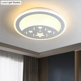 Metallic Led Bedroom Flush Mount Lamp With Moon Star And Heart Designs For Kids’ Rooms