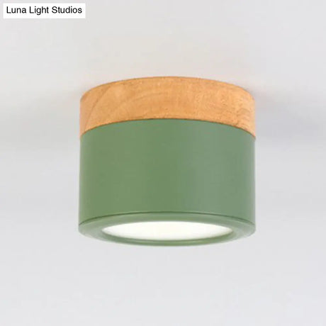 Metallic Led Flush Mount Macaron Ceiling Light For Bedroom