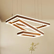 Metallic Led Pendant Light Fixture: Coffee Simplicity Rectangular Layered Chandelier / 31.5’