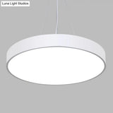 Modern Led Pendant Light: Simple Round Metal Lighting Fixture For Office White / 16