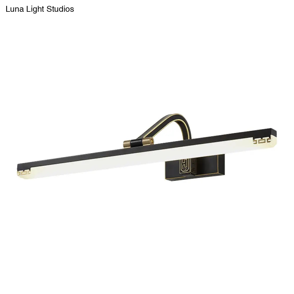Metallic Led Swing Arm Wall Lamp In Black For Elongated Dressing Tables