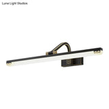Metallic Led Swing Arm Wall Lamp In Black For Elongated Dressing Tables