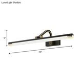 Metallic Led Swing Arm Wall Lamp In Black For Elongated Dressing Tables