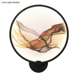 Metallic Led Wall Sconce Light - Brown/Purple Line Art Mural Lighting Asian Style For Bedroom