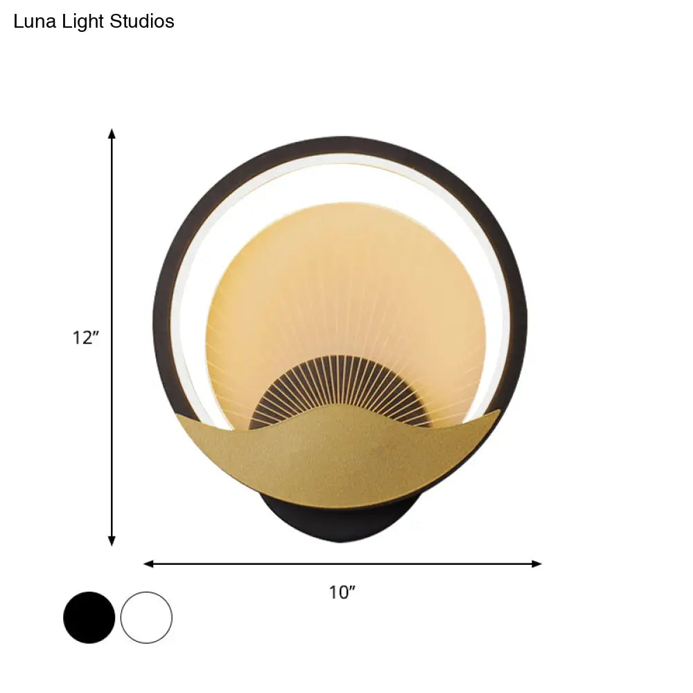 Metallic Led Wall Sconce With Acrylic Shade In Black-Gold/White-Gold Or White For Modern Bedside