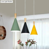 Metallic Macaron Cone Pendant - 1-Light Restaurant Lighting Fixture