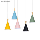 Metallic Macaron Cone Pendant - 1-Light Restaurant Lighting Fixture