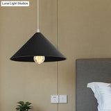 Metallic Macaron Style Pendant Light Fixture For Coffee Shops With Conic Shade Single Bulb In