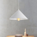 Metallic Macaron Style Pendant Light Fixture For Coffee Shops With Conic Shade Single Bulb In