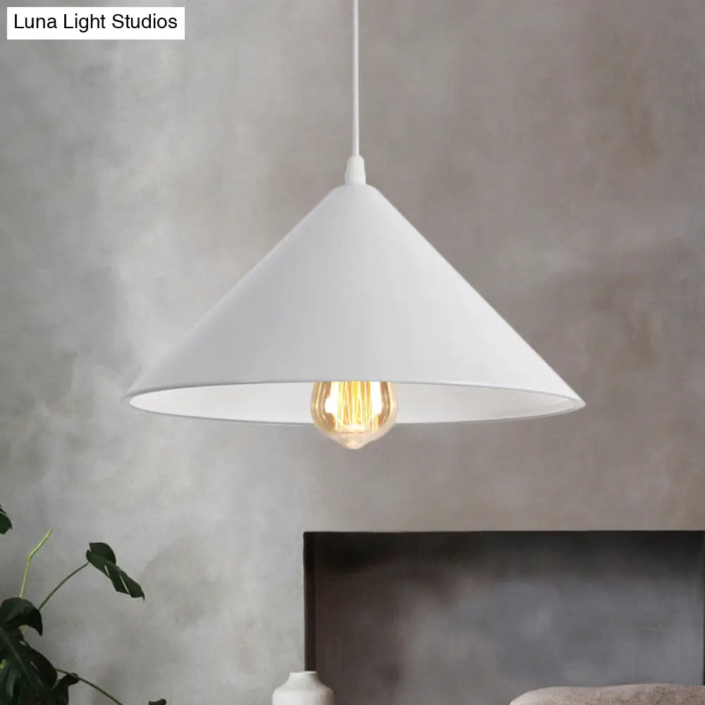 Metallic Macaron Style Pendant Light Fixture For Coffee Shops With Conic Shade Single Bulb In