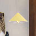 Metallic Macaron Style Pendant Light Fixture For Coffee Shops With Conic Shade Single Bulb In