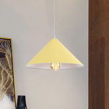 Metallic Macaron Style Pendant Light Fixture For Coffee Shops With Conic Shade Single Bulb In