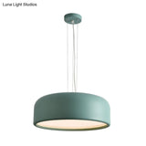 Metallic Macaron Style Pendant Light Fixture | Khaki/Black Drum Shade 1 Bulb Restaurant Ceiling