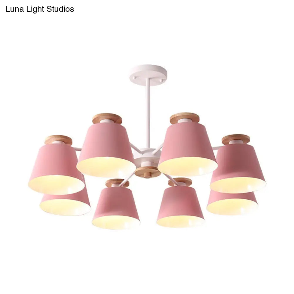 Metallic Macaron Trifle Chandelier: Elegant Cup Shaped Pendant Light For Dining Room Ceiling With